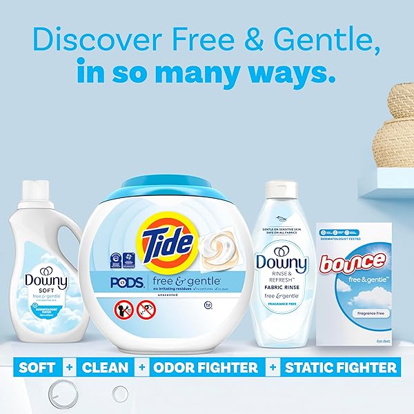 TIDE PODS FREE & GENTLE LAUNDRY DETERGENT SOAP PACS, 57 COUNT, TIDE PODS LAUNDRY DETERGENT