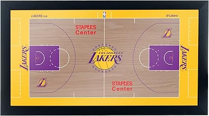 Amazon Com Trademark Gameroom Los Angeles Lakers Official Nba Court Framed Plaque Sports Outdoors