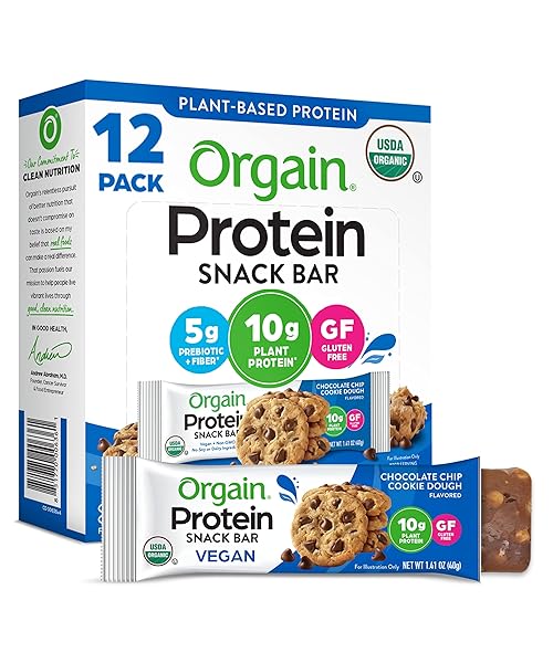 ORGAIN ORGANIC VEGAN PROTEIN BARS, CHOCOLATE CHIP COOKIE...