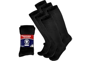 BROOKLYN SOCKS 6 Pairs of Diabetic Over The Calf - Knee High Cotton Socks (Black - 6 Pairs, Fit Men's Shoe Size 10-12)