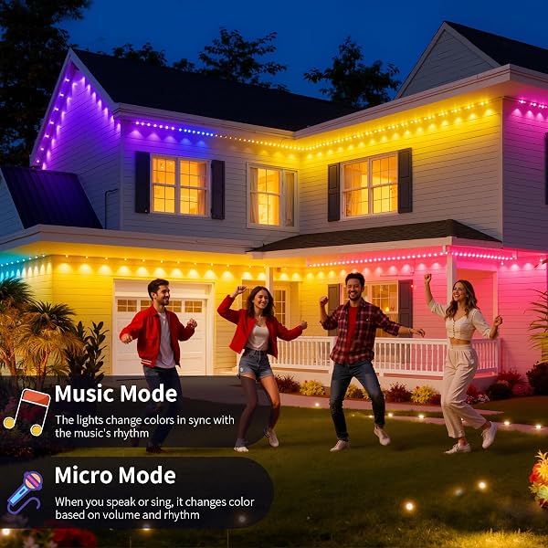 IHOMEY 150FT PERMANENT OUTDOOR EAVES LIGHT WITH 90 LED, WATERPROOF SMART RGB LIGHT WITH APP/REMOTE CONTROL, FOR CHRISTMAS, HALLOWEEN