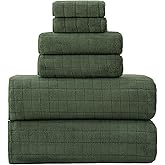 Akzpe 39x79 Inches Bath Sheet Towels for Adults Super Soft Absorbent Quick Dry Microfiber Extra Large Bath Towels for Bathroom(Olive Green,6PCS)