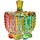 Colorful Crystal Glass Candy Dish, Decorative Candy Jars with Lids | Iridescent color, Premium glass, Cute cookie &amp; apothecary jar, Jewelry trinket box