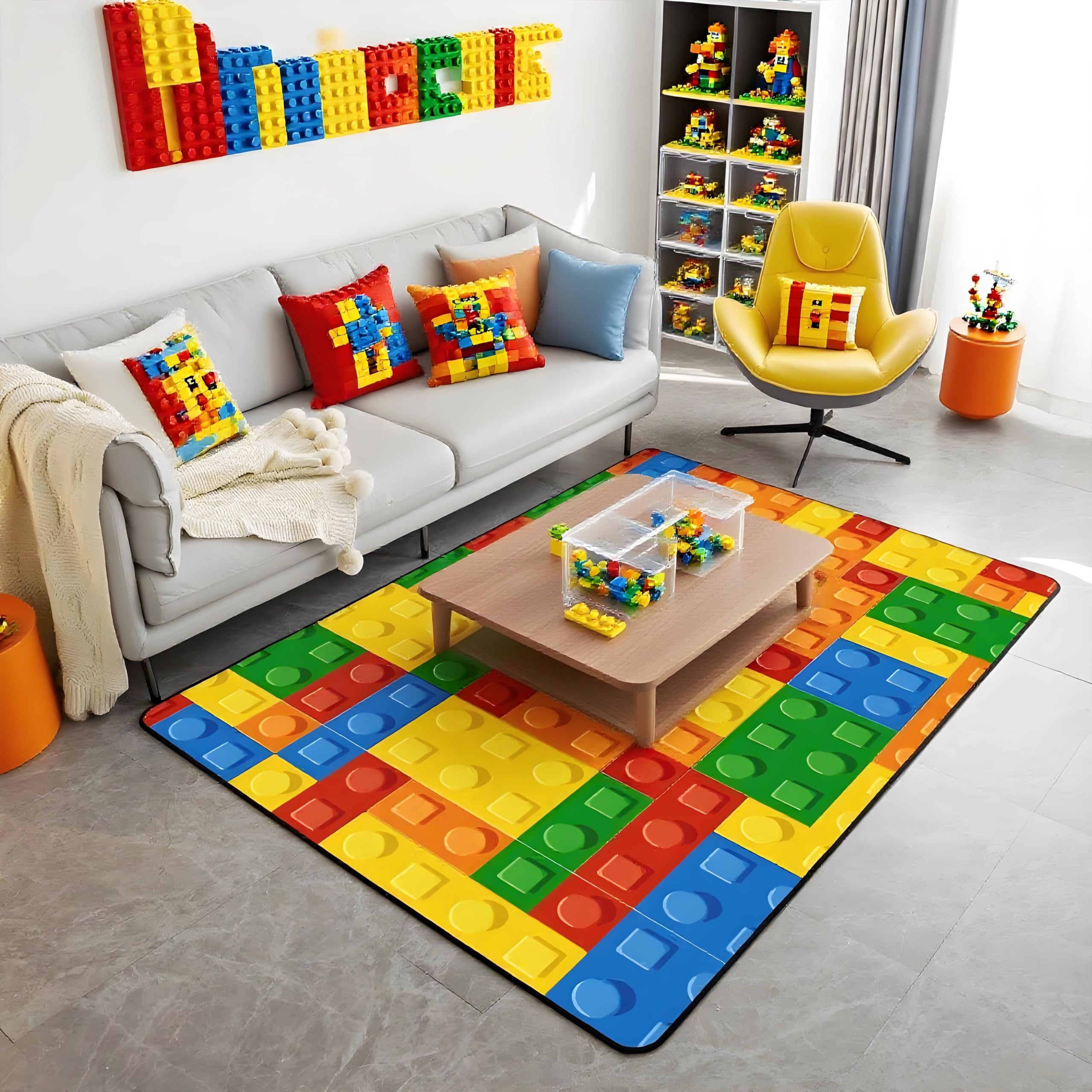 Building Blocks Carpet Area Rug Kids Boys Girls Colorful Geometric Living Room Rugs for Bedroom Area Rug Carpet Kitchen 150 * 200cm
