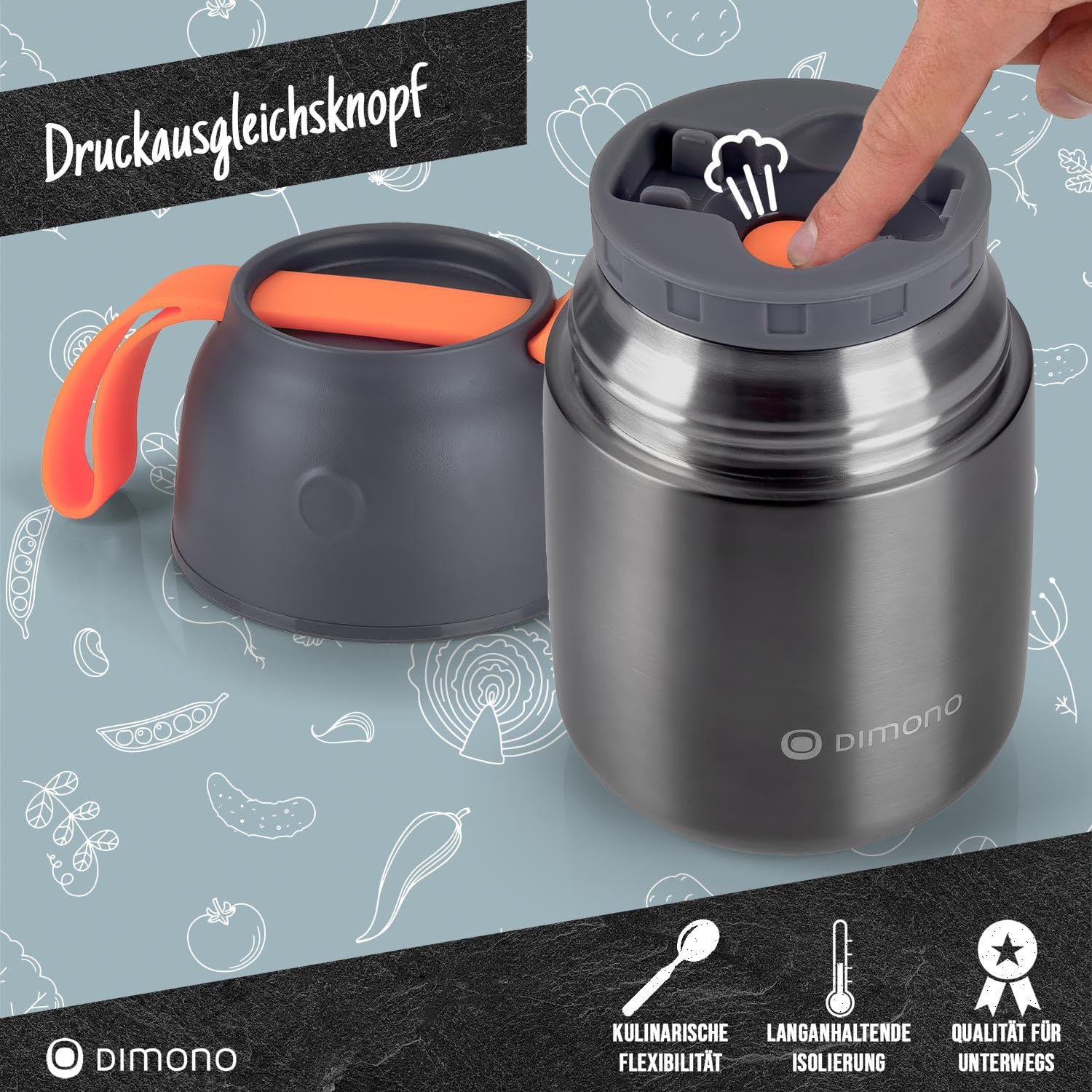 Dimono® Thermobehälter für Essen 500 ml – Thermo Lunchbox mit Löffel 6