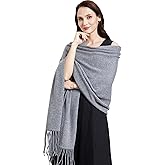 RYYOYY Soft Cashmere Blend Wrap with Tassels Pashmina Stole Shawl for Women Wayfarer Travel 87"x28"(plus 6" tassel)