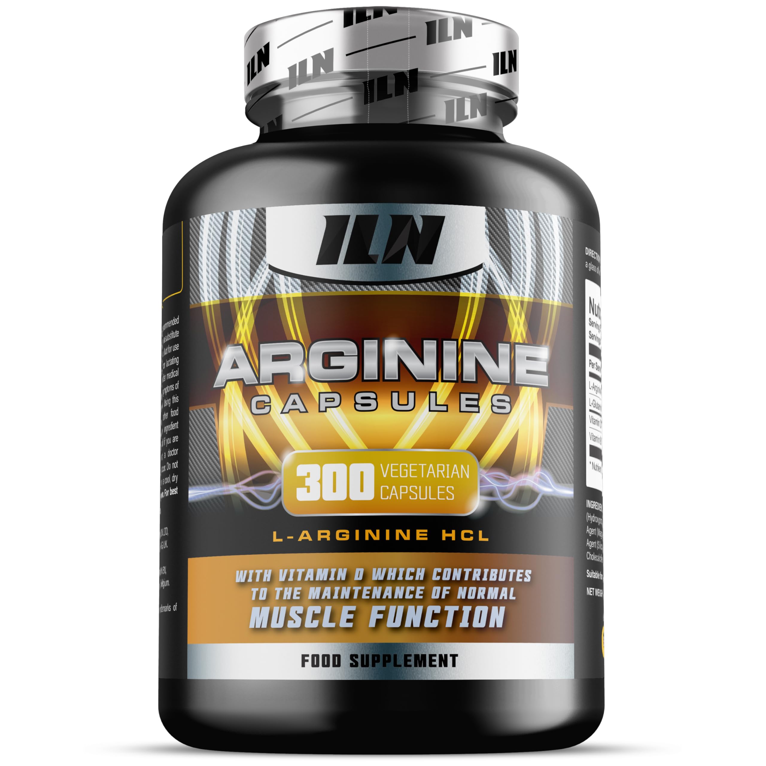 L Arginine Capsules - 2600mg L-Arginine Supplement with Added L-Glutamine, Vitamin B12 & D3 - Nitric Oxide Supplements for Men & Women - 300 Vegetarian Capsules