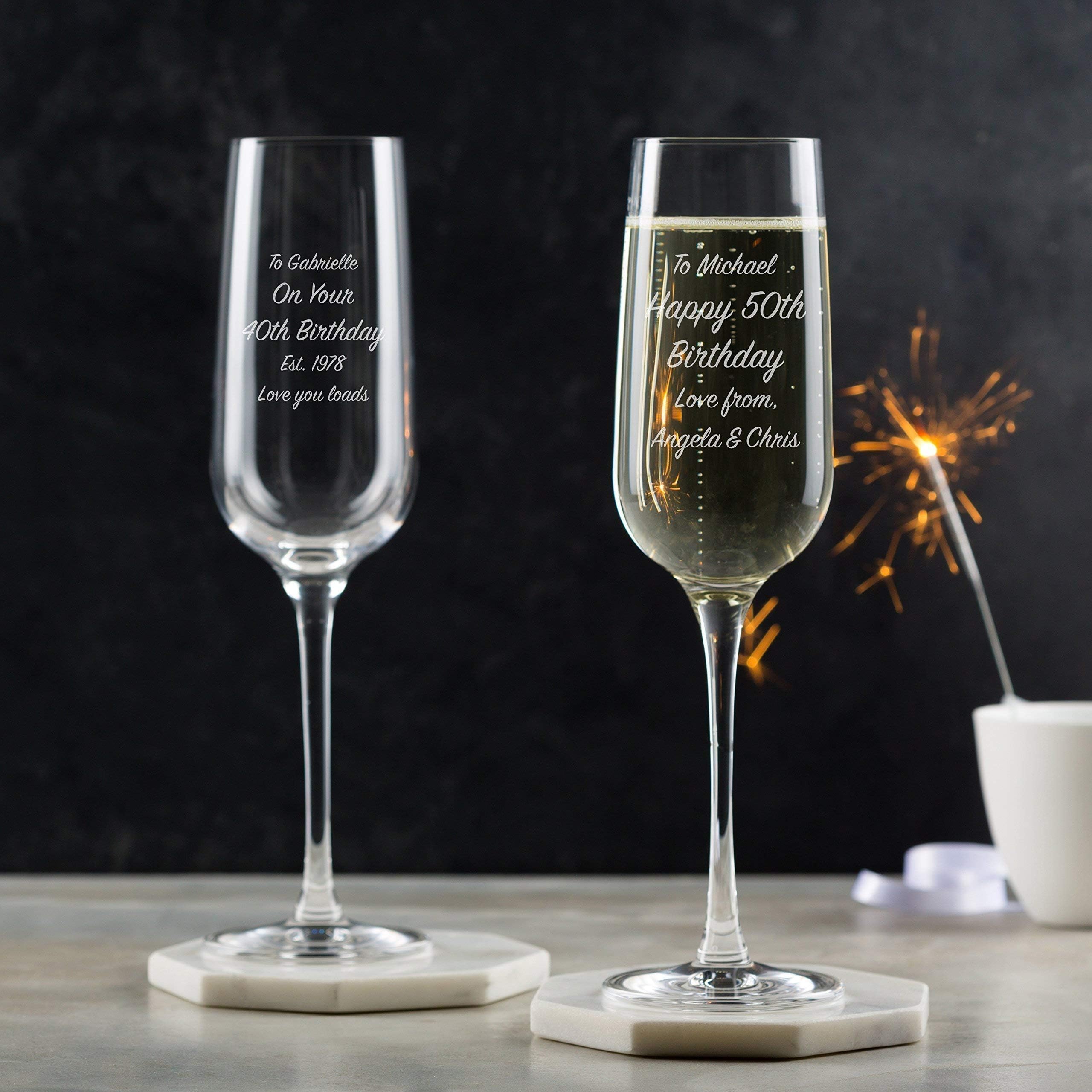 Personalised Champagne Flute/Personalised Prosecco Glass / 50th Birthday Champagne Glass / 40th Birthday Champagne Flute/Personalised Prosecco Gifts For Her