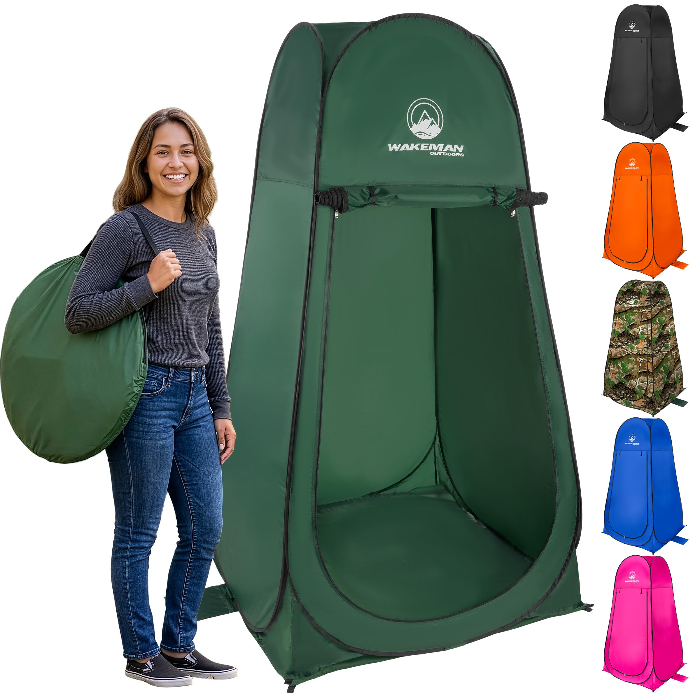 Pop Up Pod - Privacy Shower Tent, Dressing Room, or Portable Toilet Stall with Carry Bag for Camping, Beach, or Tailgate by Wakeman Outdoors (Green)