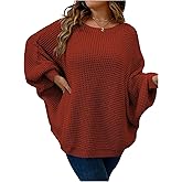 SOLY HUX Women's Plus Size Oversized Sweater Fall Fashion Crewneck Long Sleeve Casual Pullover Tops
