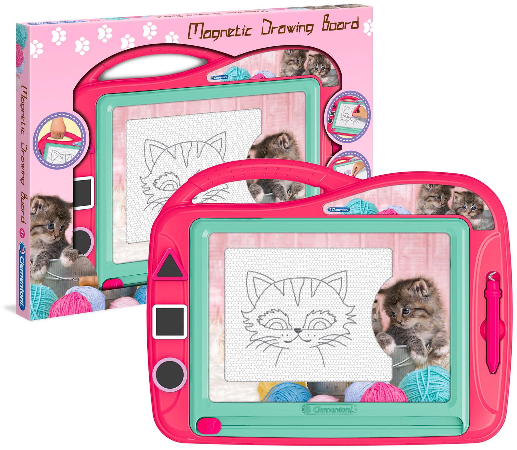 Clementoni - 18568 - Magnetic Whiteboard - Kittens, Drawing Board, Child from 4 Years