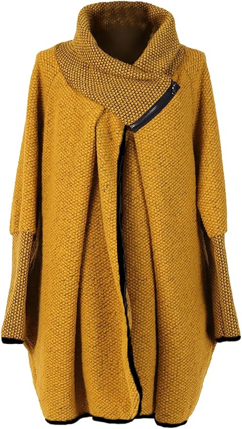 Ladies New Womens Italian Lagenlook Quirky Coatigan Wool Zip Long