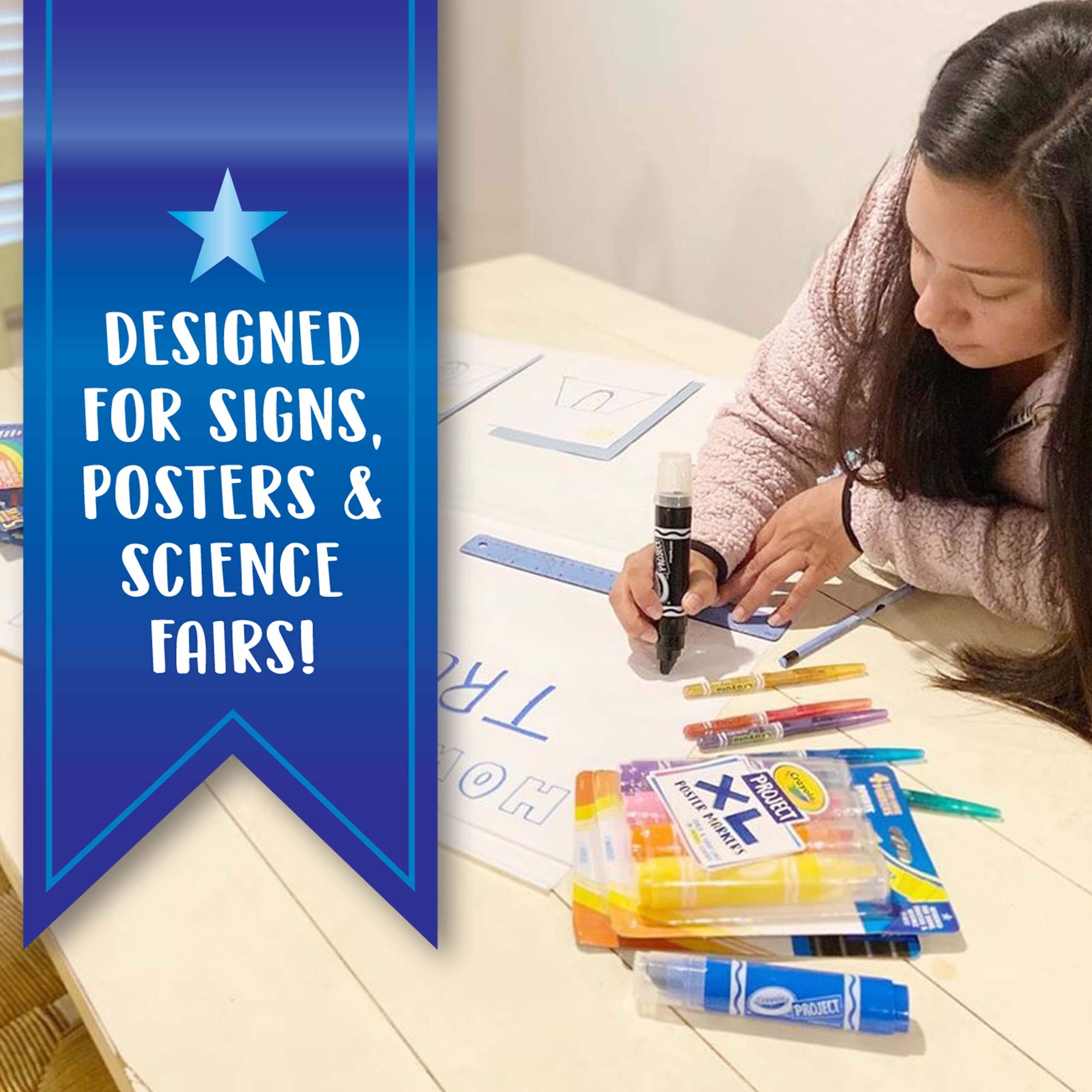 Crayola XL Poster Markers, Assorted Classic Colors, School Supplies, 4 Count