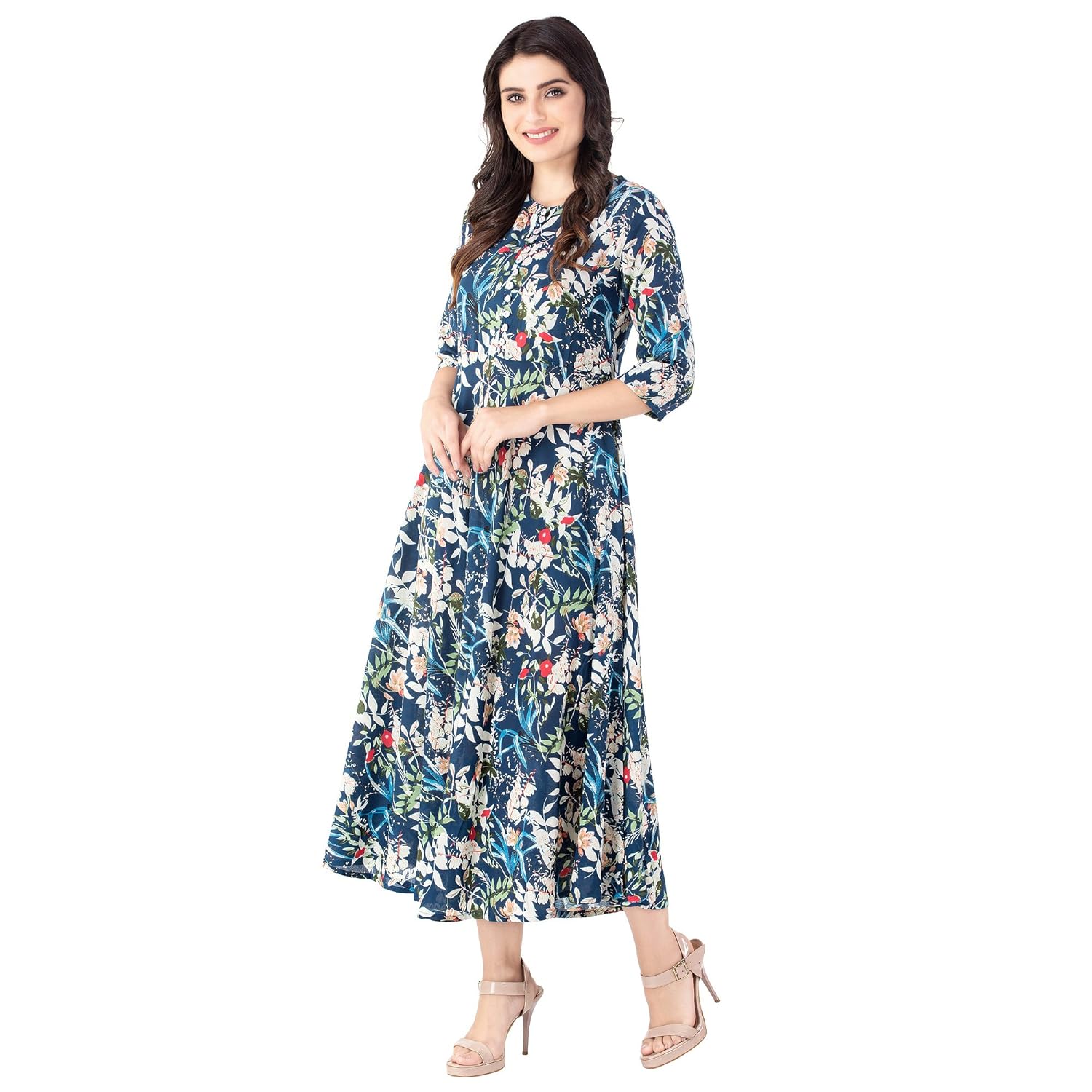 khushal k women's rayon floral print a-line dress