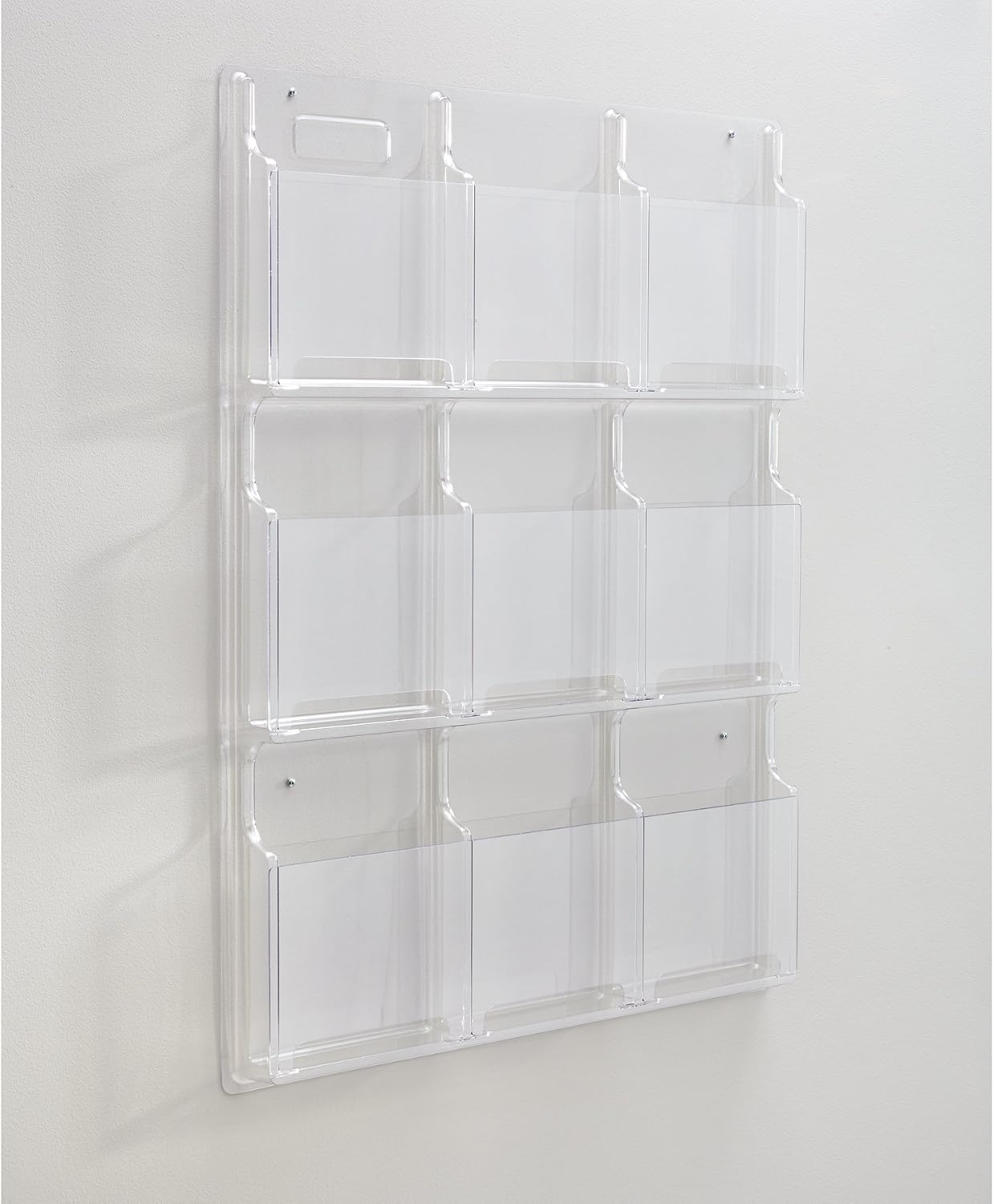 Safco Reveal Literature Rack, 9 Compartments Magazine Holder, Wall-Mounted Brochure Organizer, Acrylic, Clear - Image 3