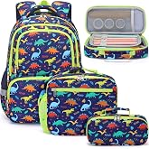 Fimibuke Kids Backpack for School Girls Boys, 3PCS Waterproof School Bag | Cute Bookbag Set with Lunch Box &amp; Pencil Case for Preschool Kindergarten Elementary Back to School Student Ages 3-12