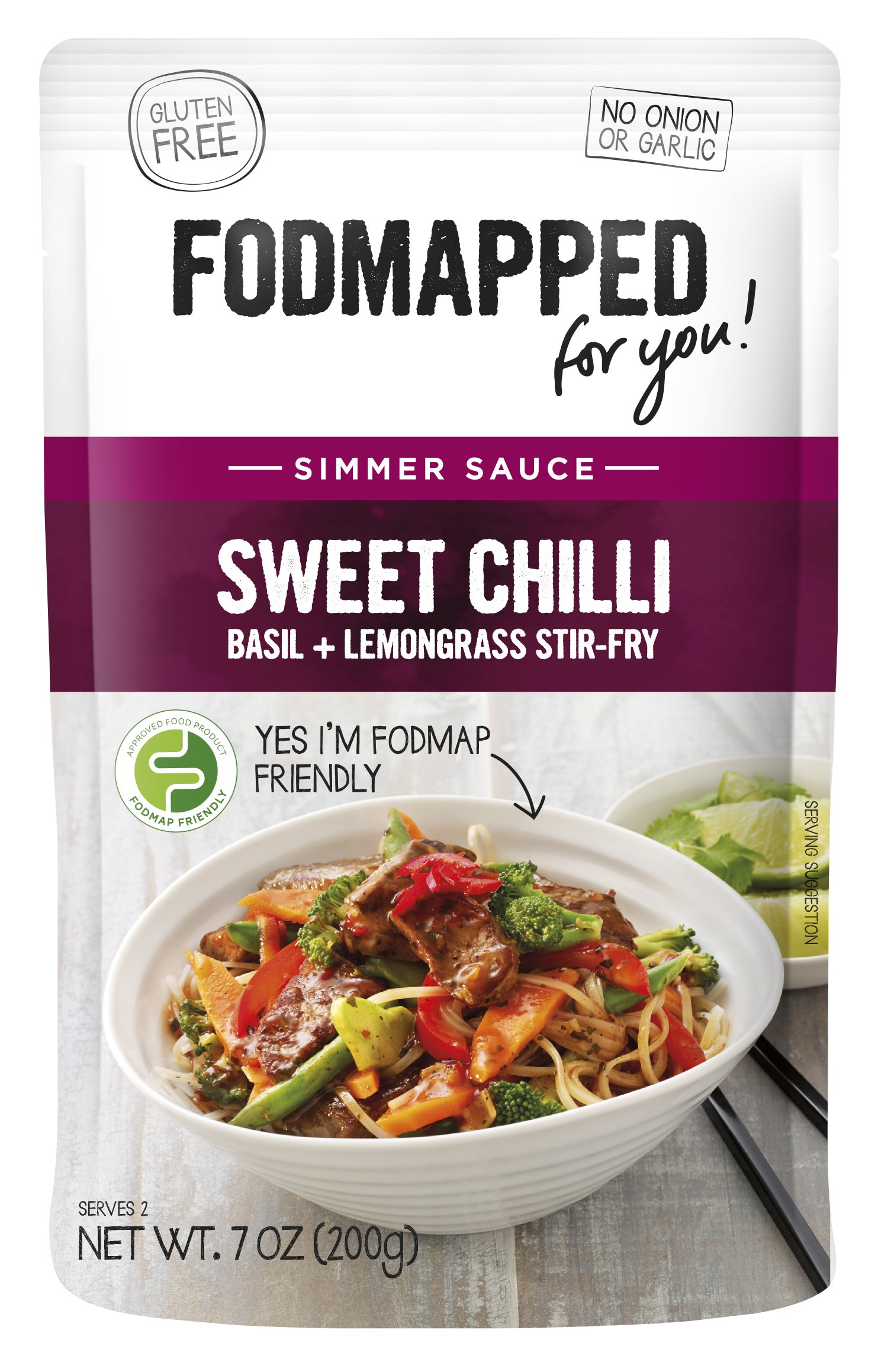 FODMAPPED Low FODMAP Sweet Chili,Basil, Lemongrass Simmer Sauce 7 Oz