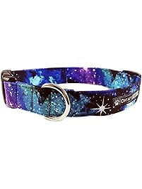 Hand Made Dog Collar - Galaxy Print Collar for Pets Size Medium 3/4" Wide and 13-17" Long by Oh My Paw'd