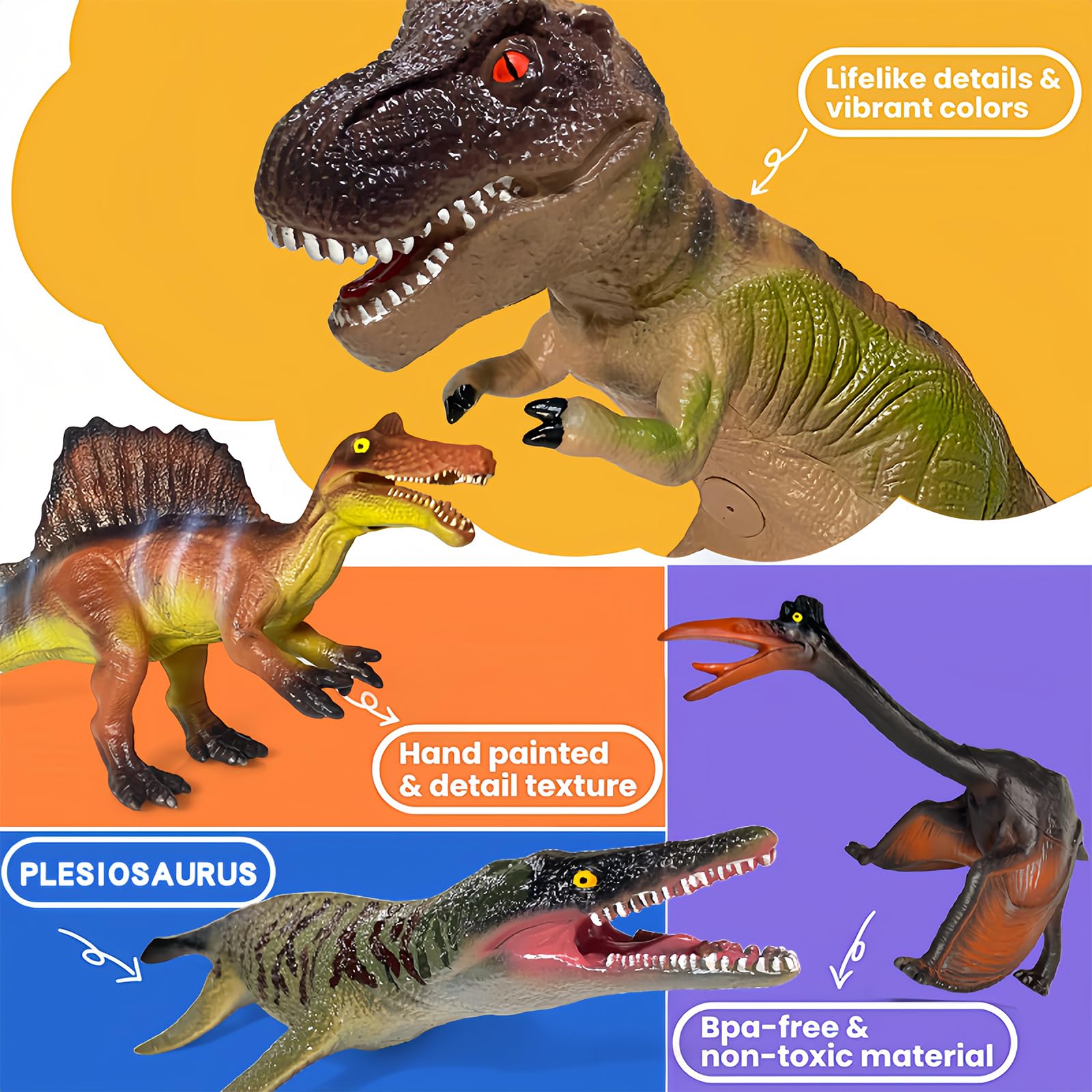 Gzsbaby Dinosaur Toys for Kids 3-5 – 7 PCS Realistic Large Dinosaur Figures Soft Jumbo Dino Toy for Boys & Girls 5-7 Years Old – Toddler Boy, Animal Dino Toys