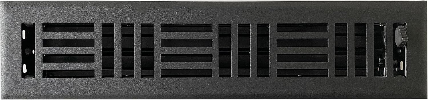 Registers, Grilles & Vents - Empire Register Co, Vent Cover - 2x14 inch, Art Nouveau Design, Textured Black Finish, Heavy Duty Floor Vent Covers, Metal Damper Attached. Vent Covers for Home Floor only.