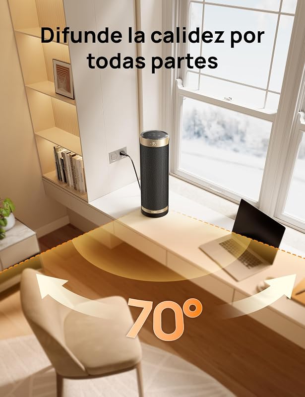 calentador eléctrico, cerámica de calentamiento rápido de 1800 W con termostato, protección contra sobrecalentamiento y vuelco, temporizador de 1 a 12 h