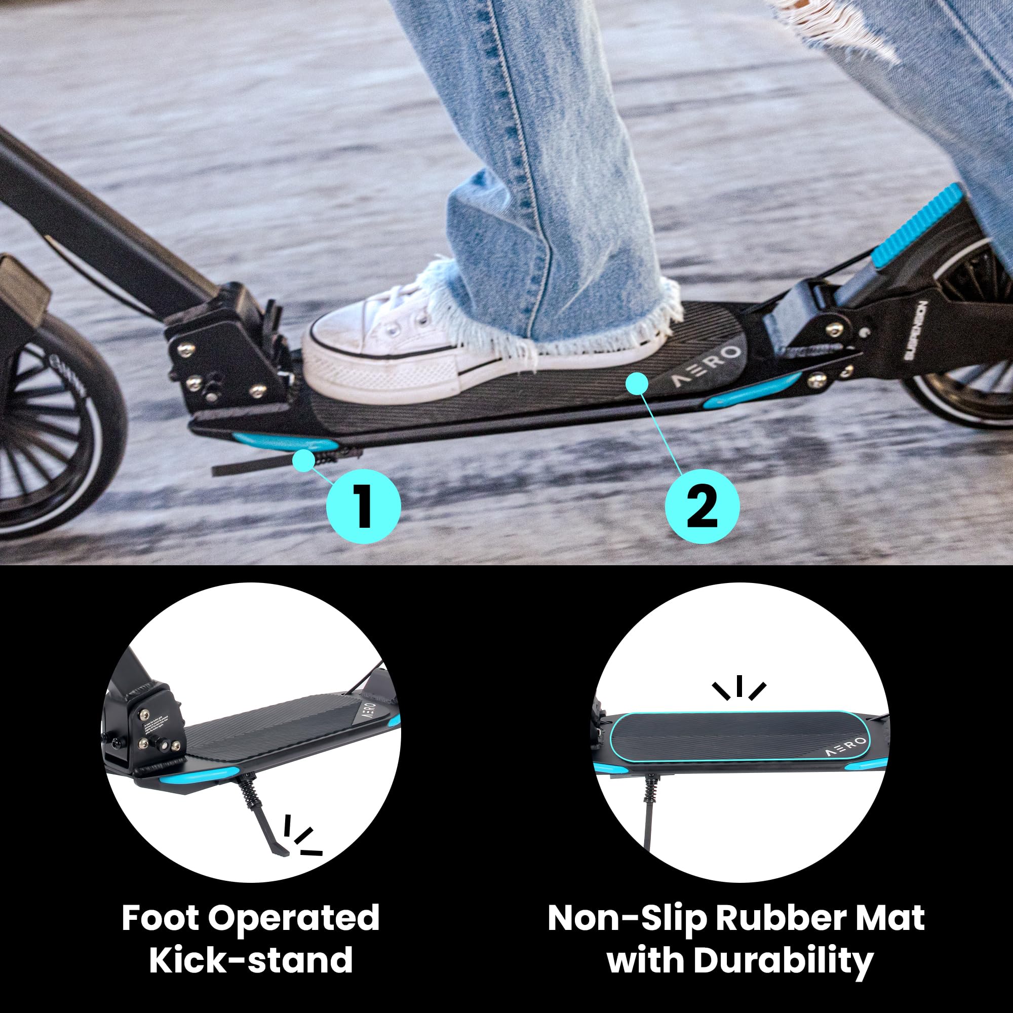 Aero Scooter for Kids 8-12, Teens & Adults | Boys Girls 2 Wheels Kick Scooters | Shock Absorption, Foldable & Height Adjustable