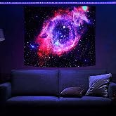 PSYHILAR Black Light Posters for Adults and Teens, Galaxy Blacklight Space Tapestry for Bedroom, UV Reactive Purple Stars (39 x 30 Inches)