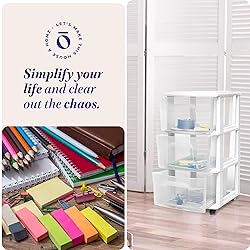 HOMZ Drawer Tower, 3-Tier Clear Plastic Storage