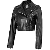 Decrum Cropped Leather Jacket Women – Trendy Short Real Lambskin Womens Leather Jacket