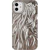 Caseative for iPhone 11 Case, Silver | Pleated Water Ripple Chrome Wave Pattern Soft