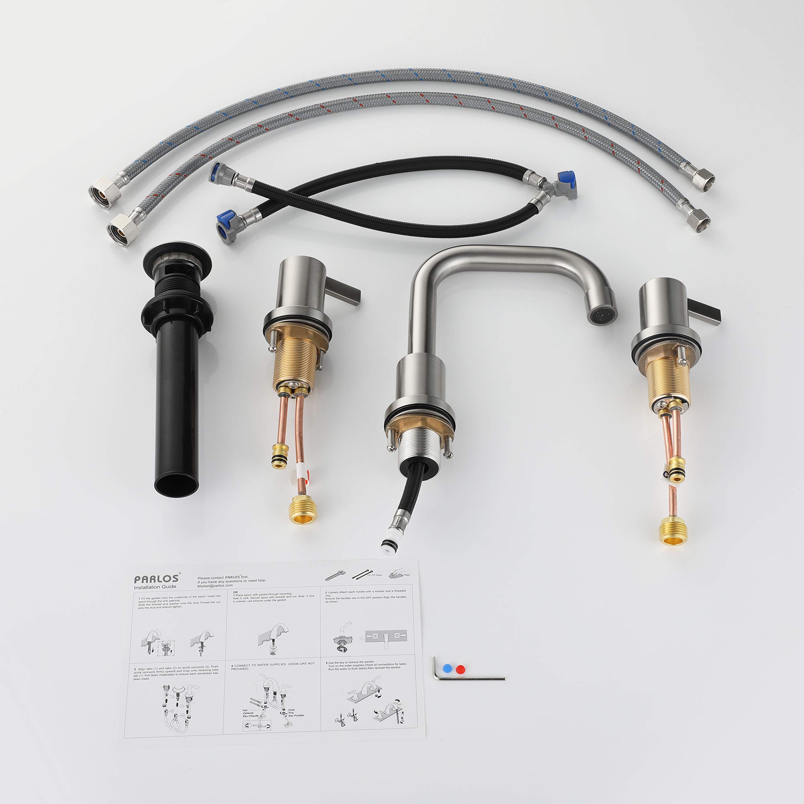 Parlos 2 Handle Wide Spread Bathroom Faucet With Pop Up Sink Drain