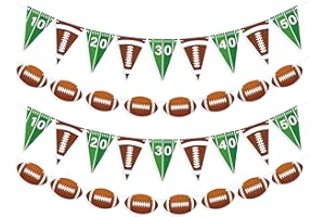 VILIFEVER 4 Pieces Football Party Decorations, Football Paper Garland with Triangle Flags Banner for Sports Theme Birthday Party Decorations Game Day Tailgate Party Supplies