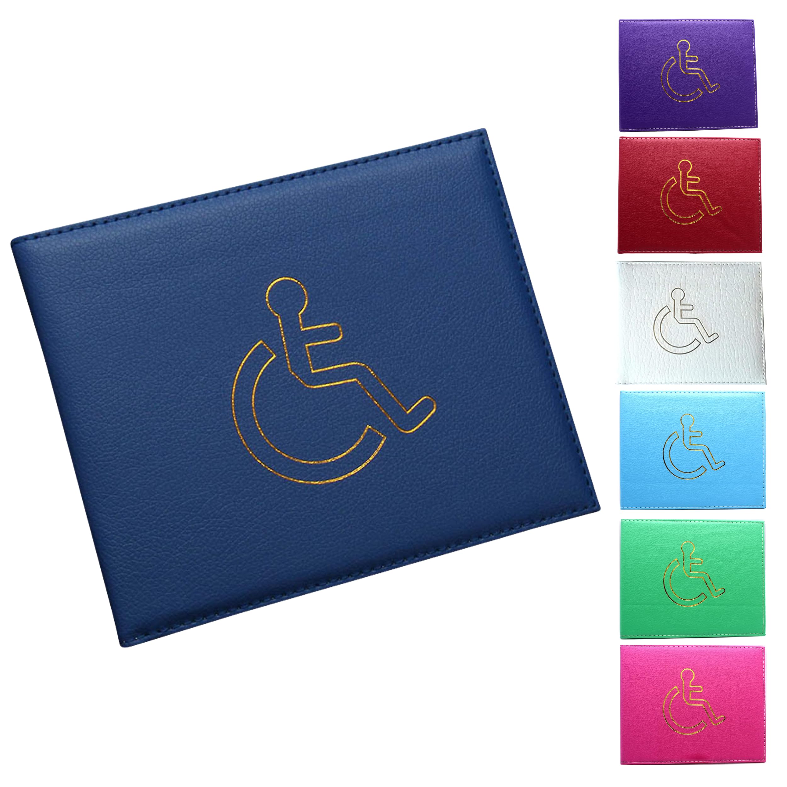Glamified, glam Soft Leather Disabled Badge Holder Wallet Disability Parking Badge Cover Holder by Disabled Blue Badge Display Holder (Blue)