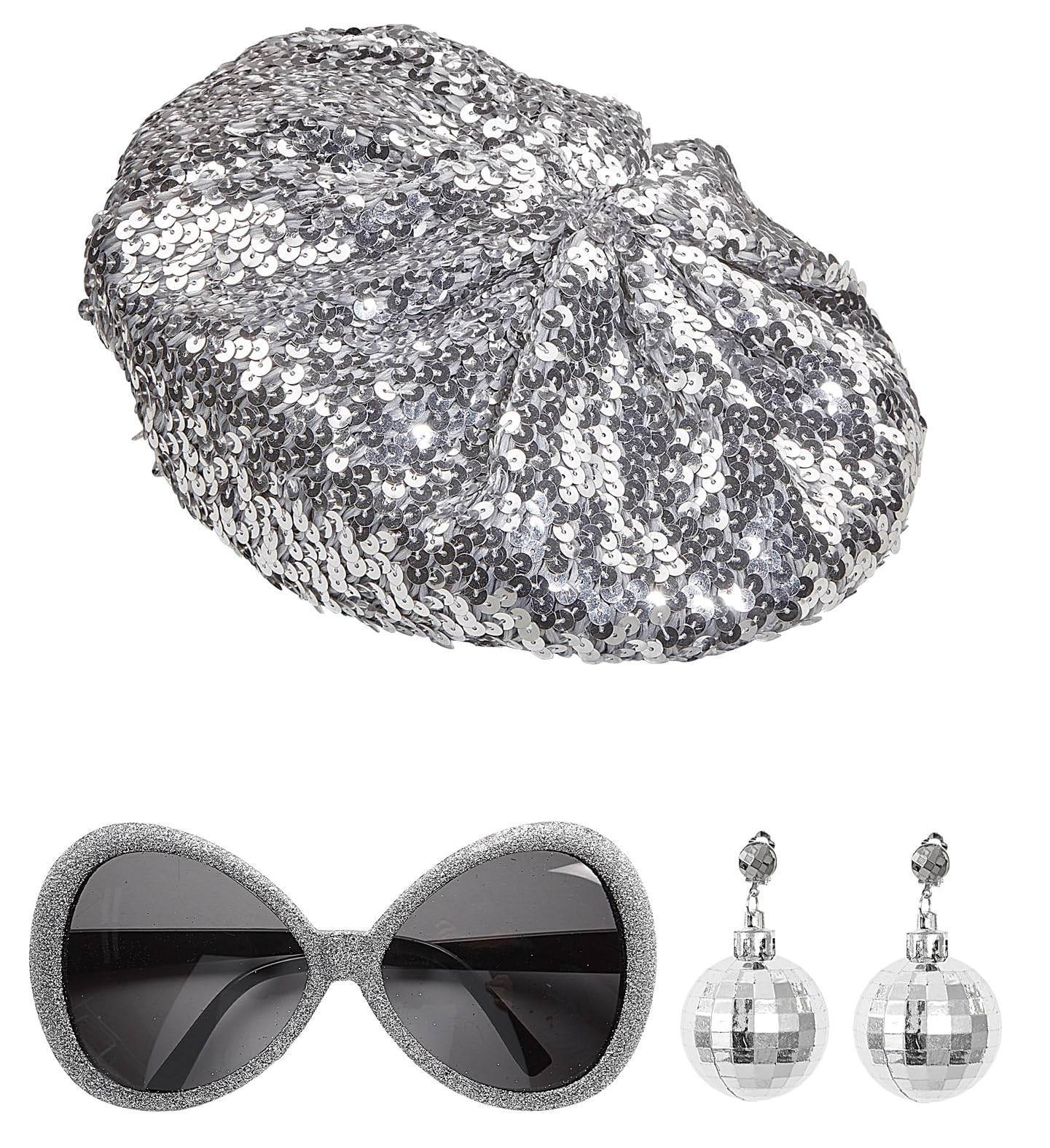 Widmann "Disco Babe (sequin beret, glitter glasses, disco ball earrings)