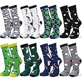 Yearntown 8 Pairs Golf Socks Gifts Funny Novelty Crew Athletic Socks for Unisex Golf Sports Holiday Party Gifts-8 Designs