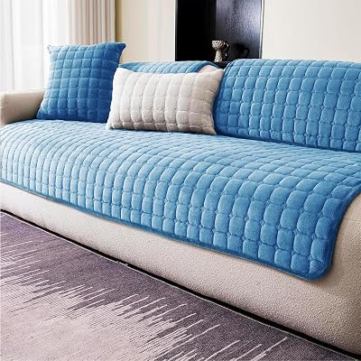 LINGKY Soft Flannel Sofa Covers 70x70cm 1 Piece Blue Non-Slip