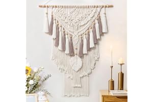Dremisland Large Macrame Wall Hanging Woven Tapestry Beige Dusty Rose Handmade Tapestry Boho Chic Decor Large Wall Art for Ho