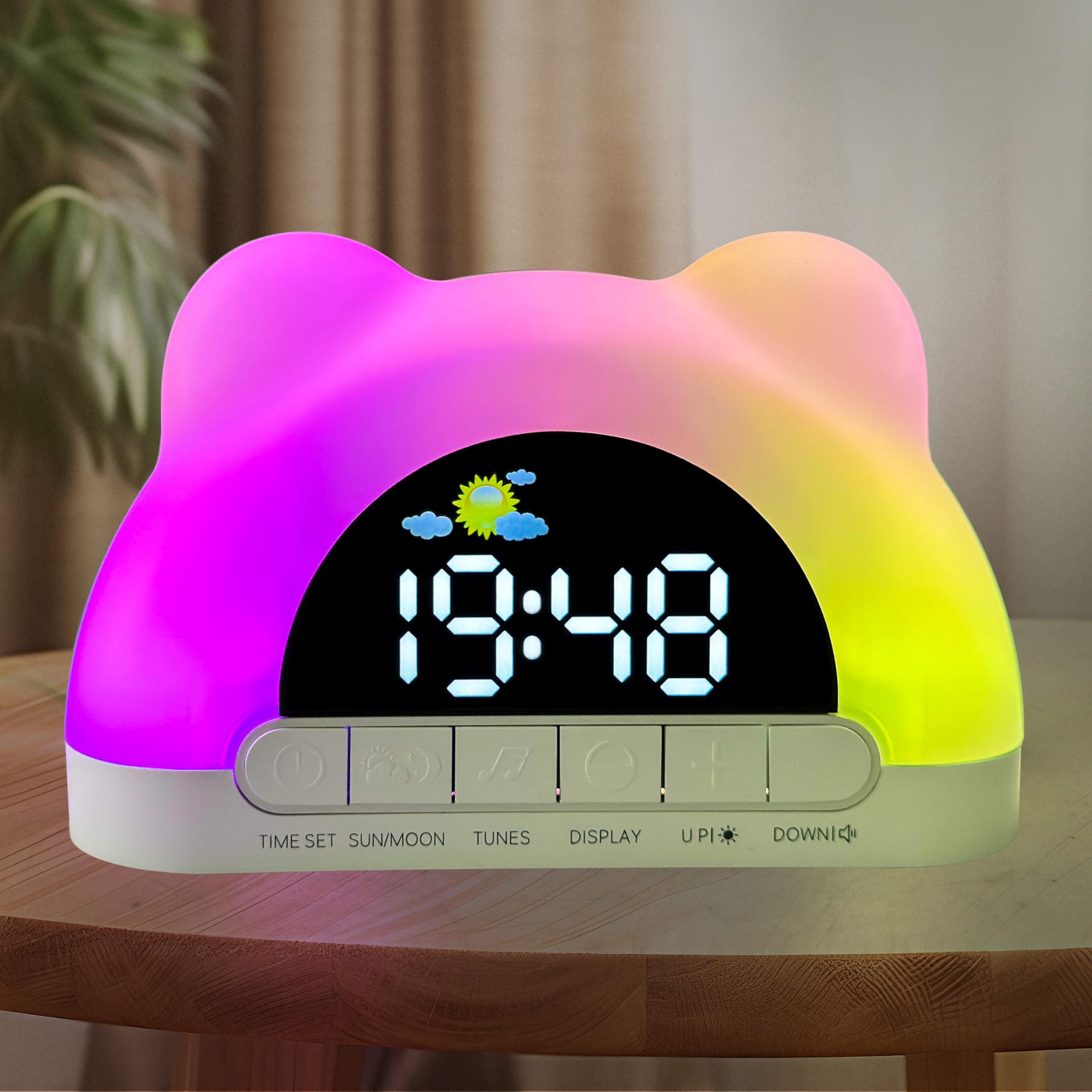 Seutgjie Toddler Sleep Training Clock, OK to Wake Clock with RGB Night Light Sound Machine Dual Alarms Snooze Modes 12/24 Hour for Kids Girls Boys Teenagers Bedroom