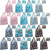 Weewooday 18 Pieces Foldable Reusable Shopping Bags Machine Washable Grocery Bags Waterproof