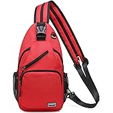 SUIKIHUM Convertible Sling Bag Crossbody Backpack, 11" Tablet Bags with Headphone Jack Shoulder Bag Casual Pack for Women Men Hiking Travel (Red)