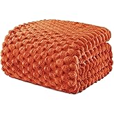 Exclusivo Mezcla Fleece King Blanket for Bed, Extra Large Fuzzy Burnt Orange Bed Blankets, Soft Cozy Plush Sofa Throws for All Seasons, 90x104 Inches
