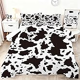 VTKON Kids Cow Print Comforter Set Queen Size Cartoon Milk Bedding Set for Kids and Adults Microfiber Cow Print Farmhouse Bed Set Ultra Soft Bedding Set for All Seasons