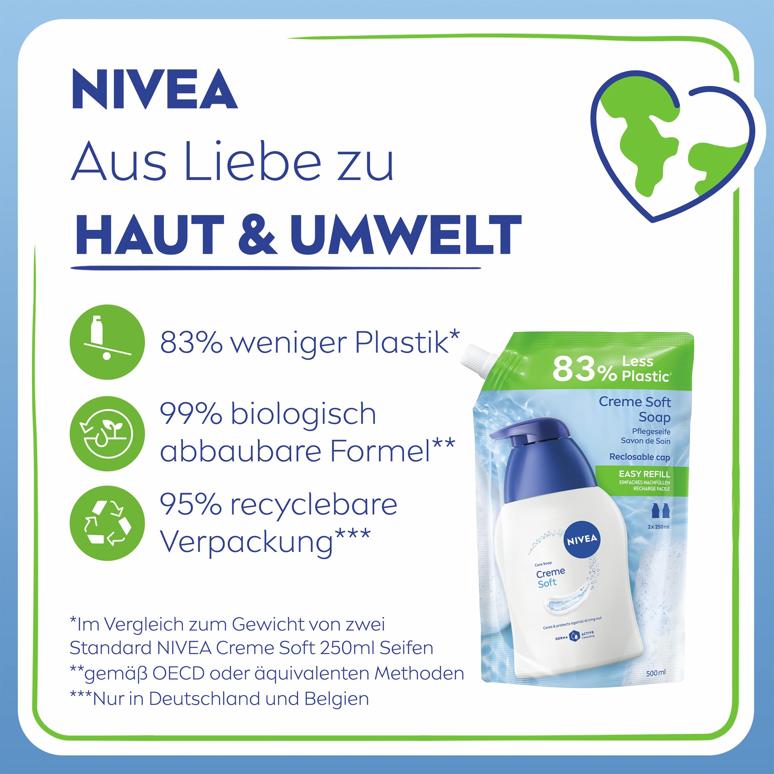 NIVEA Creme Soft Pflegeseife Nachfüllbeutel (500 ml), pflegende Handseife mit Mandel-Öl, mild duftende Flüssigseife zur sanften und hygienischen Reinigung 7