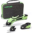 walowalo Electric Fabric Scissors Box Cutter 2 Rechargeable Batteries 2 PCS Blades for Crafts Sewing Cardboard Scrapbooking Leather 4V Li-Ion Power Cordless Shears Cutting Tool (Fast Charge Version)