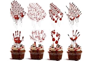 WUHUZSM 36pcs Halloween Dessert Cupcake Topper Pick for Horror Blood Knife Cupcake Picks Killer Birthday Cake Decorations