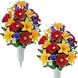 XONOR Artificial Cemetery Flower for Graves, Set of