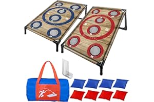 3x2 ft Cornhole Board Set with 8 Bean Bags and Carrying Bag, Outdoor Toss Game Set for Kd and Adults, Portable Foldable Corn 