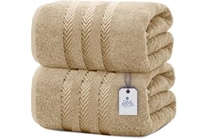 DAN RIVER Bath Sheets Set of 2 – 550 GSM Ultra Super Soft & Highly Absorbent Sheets – 100% Cotton Jumbo Large Bath Towels for Bathroom, Home, Hotel, Spa, Beach, Pool, Gym – 35”x70” in Tan