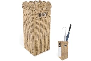 AceList Rattan Umbrella Stand, Scalloped Umbrella Holder for Entryway, Woven Umbrella Basket, Free Standing Rack for Home, Office, Outdoor