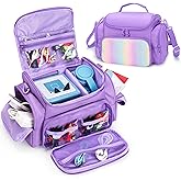 Carrying Case Compatible with Toniebox 2/1, Portable Bag for Audio Player Starter Set, Storage Travel Case for Charging Statn Headphone, Shoulder Strap and Handle, Purple, Patented Design (Bag Only)